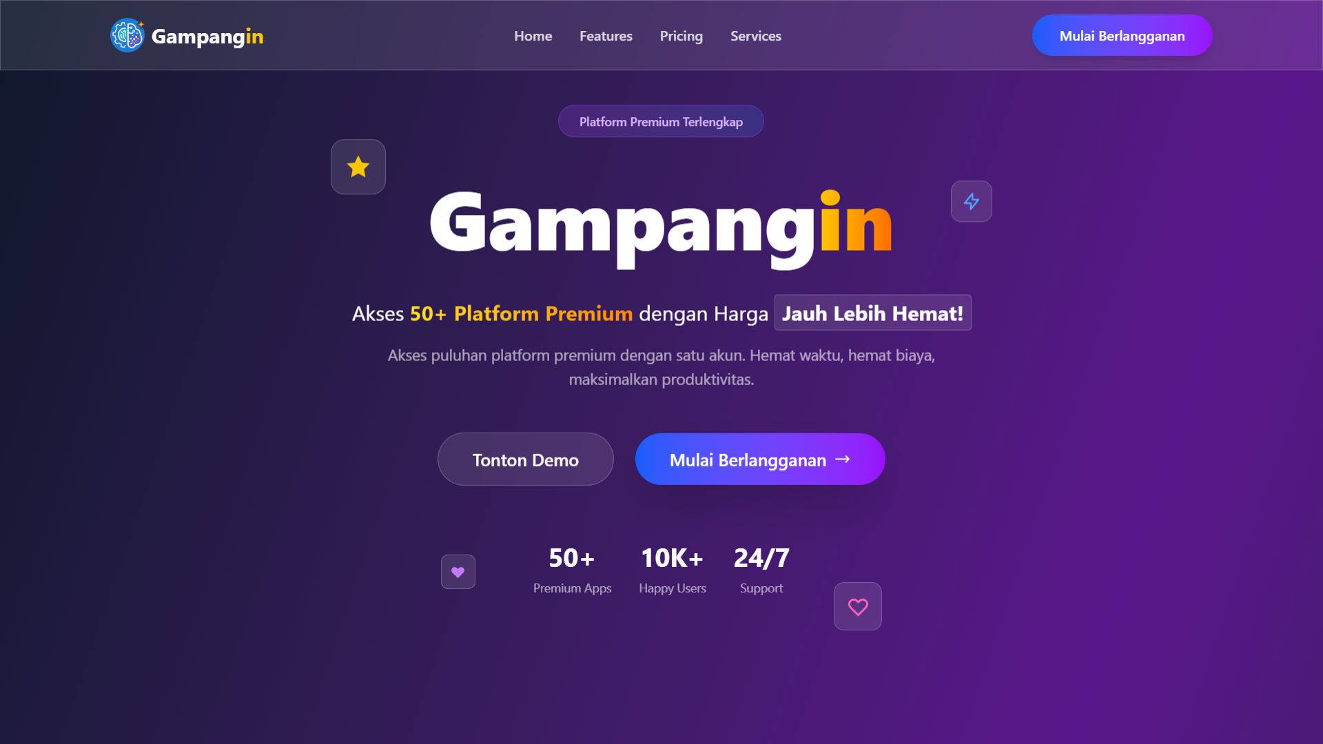 Gampangin – Premium Sharing Management Platform - Platform berbasis web untuk pengelolaan akun premium sharing dengan sistem pembayaran, referral, dan manajemen akses otomatis.